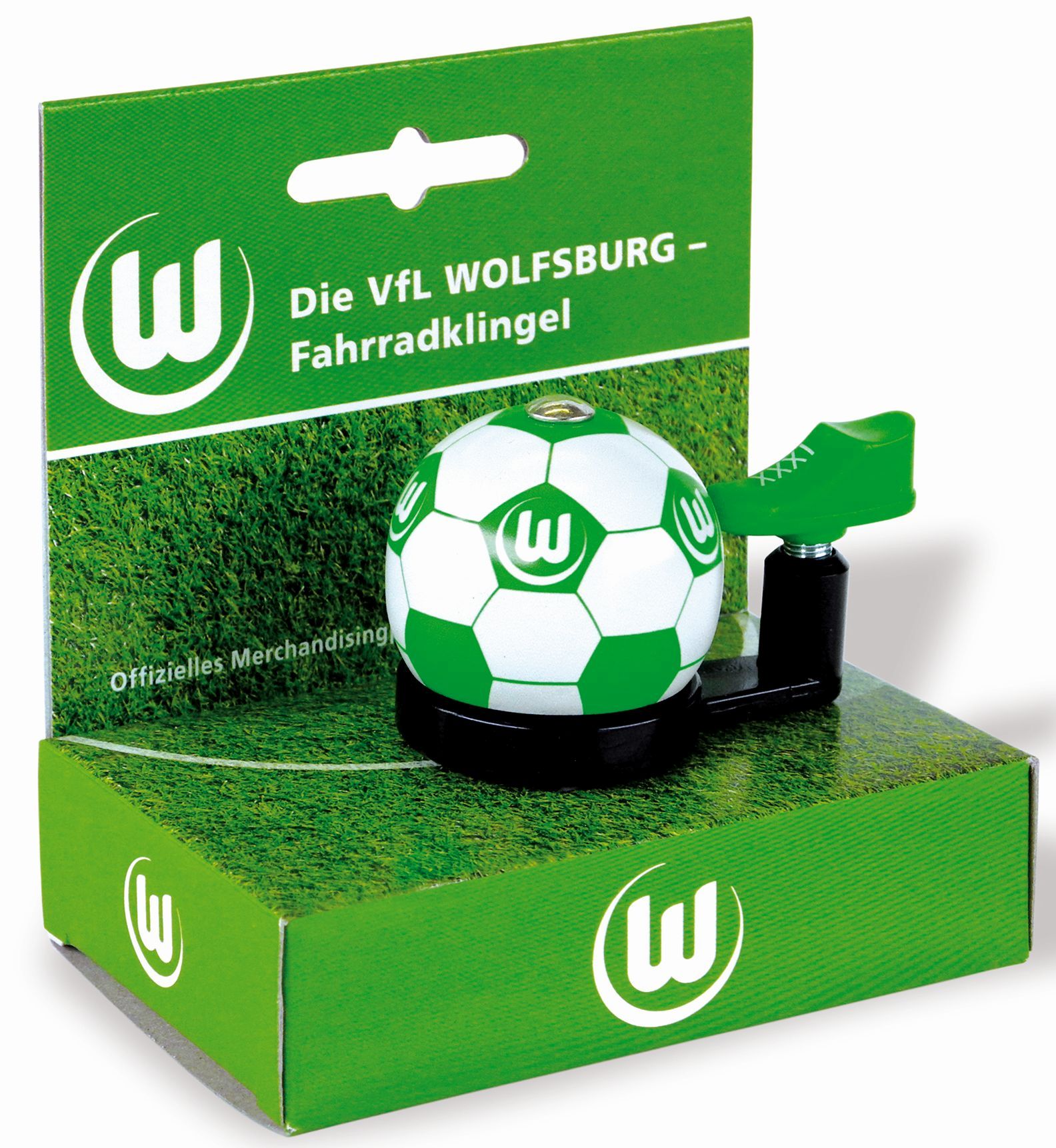 Fußball Bundesliga- Fahrradklingel "VfL Wolfsburg", weiß/grün