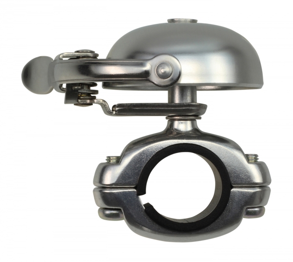 Crane Bell Mini Suzu Fahrradklingel Matt Silver/Die Cast Mount, Retro Look, Ø 45mm