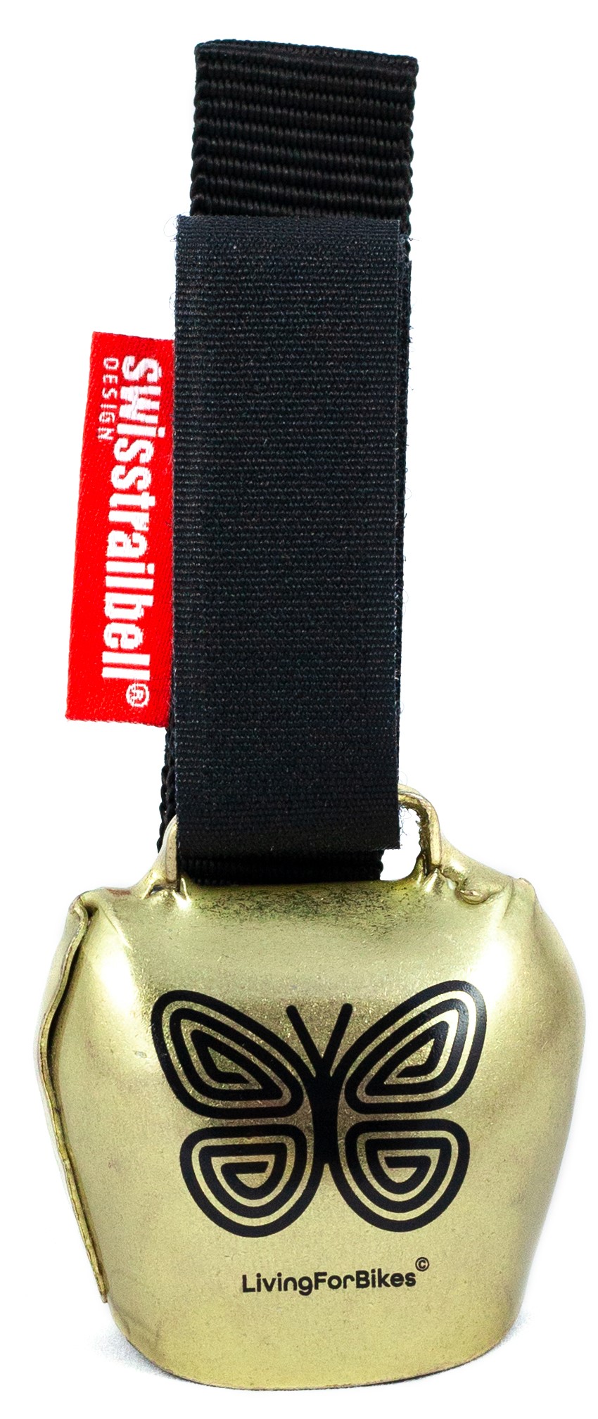 swisstrailbell® "Mexico Edition" Gold Bell: Black Mariposa, schwarzes Band, Fahrradklingel