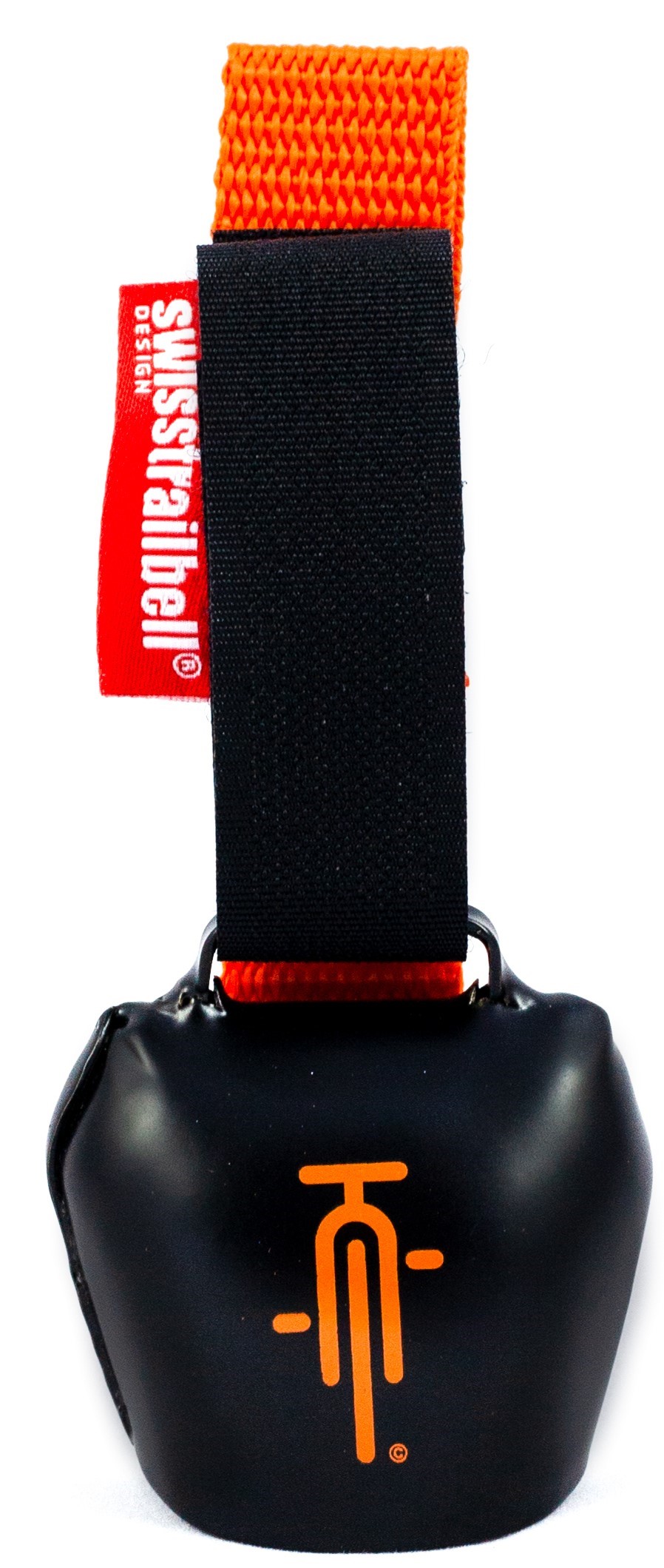 swisstrailbell® "Mexico Edition" Deep Black: OrangeBike, orangenes Band, Fahrradklingel