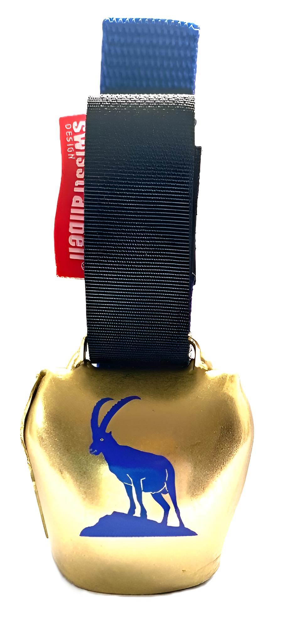 swisstrailbell® LIMITED WINTER EDITION, Royal Blau auf Gold, König der Alpen, blaues Band
