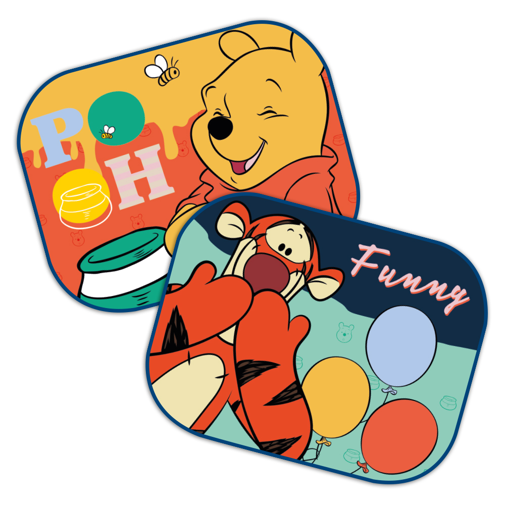 WINNIE THE POOH FUNNY - Auto Sonnenschutz – 2er Set, UV-Schutz, Schattenspender, Disney