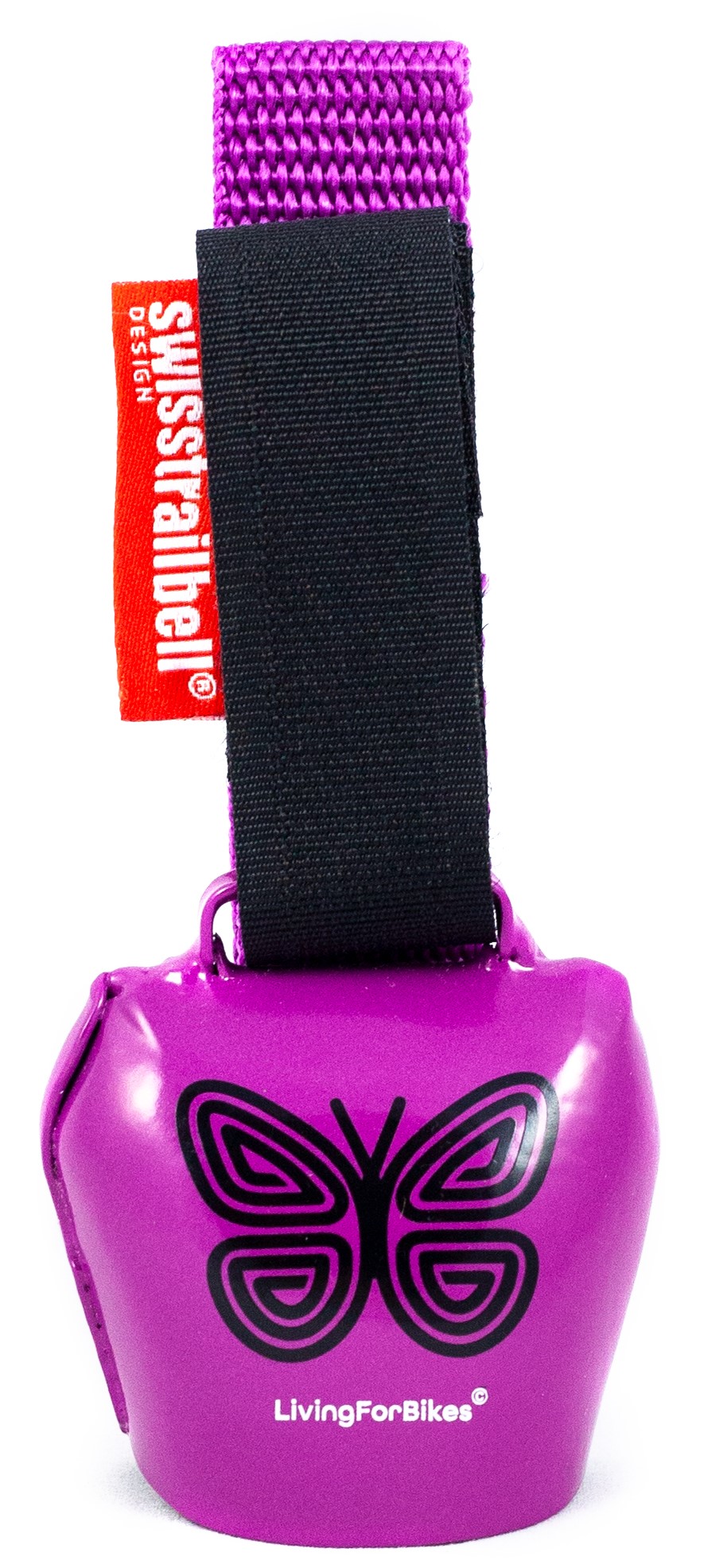 swisstrailbell® "Mexico Edition" Purple Bell: Black Mariposa, Lila Band, Fahrradklingel
