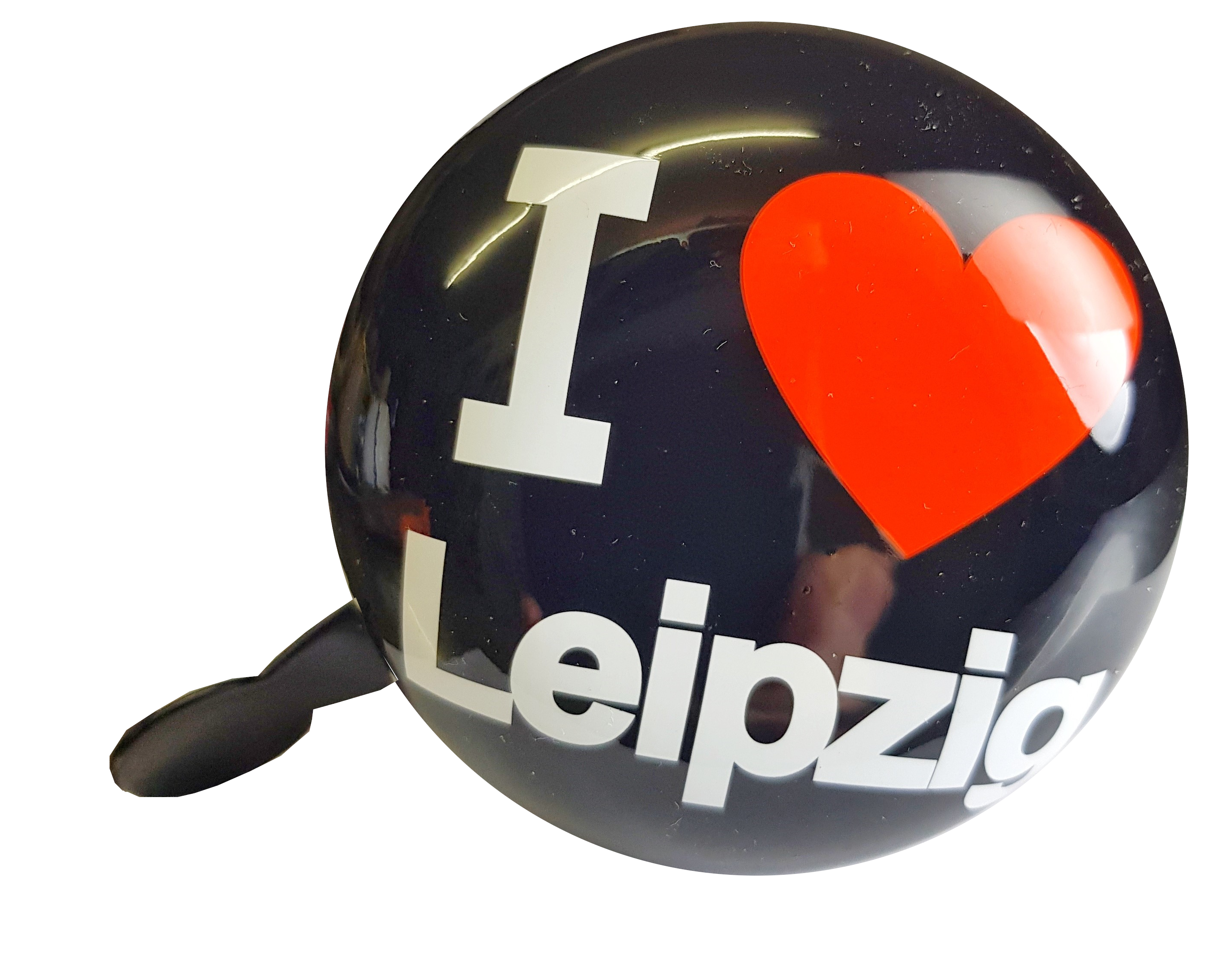LTJ 2-Klang Fahrradglocke "I Love Leipzig", schwarz, XXL Ø 80mm