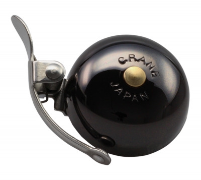 Crane Bell Mini Retro Suzu Fahrradklingel Steel Band Mount Neo Black