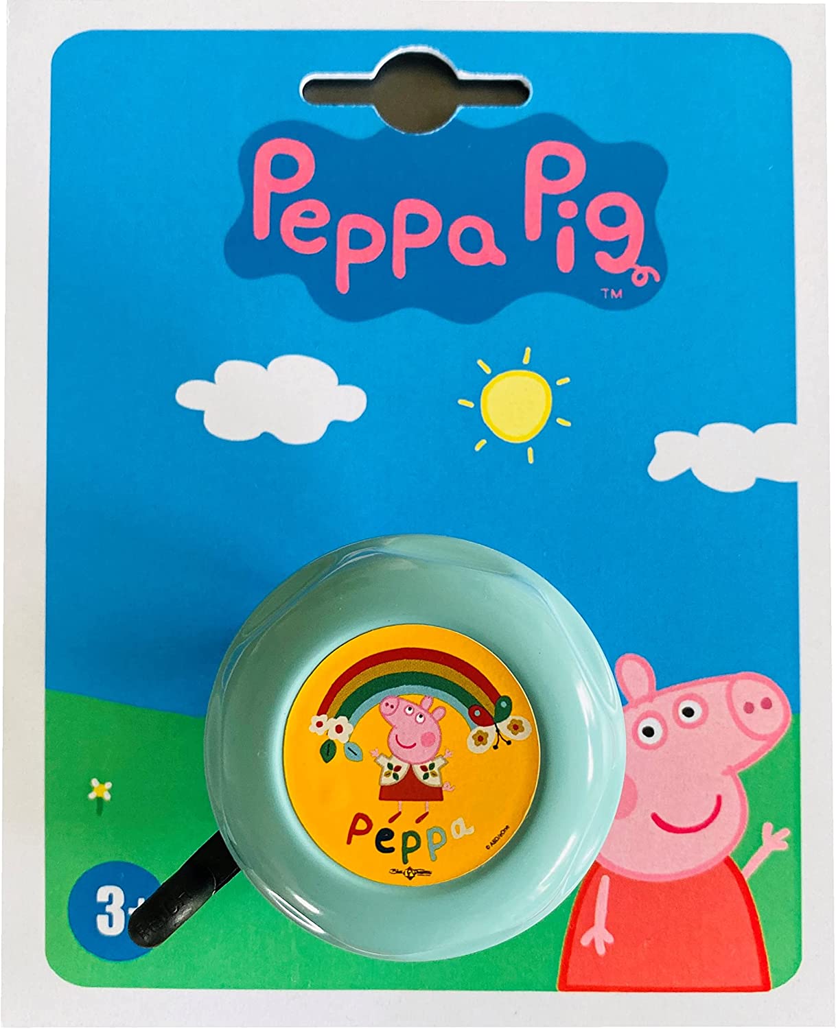 ♫♫ Bike Fashion Kinder Fahrradklingel / Glocke "Peppa Pig (Wutz)", mint, Ø 55mm