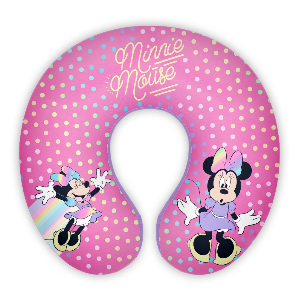 Bequemes Kinder Nackenkissen – Bunte Nackenrolle „Minnie Mouse“ für Reisen & Zuhause