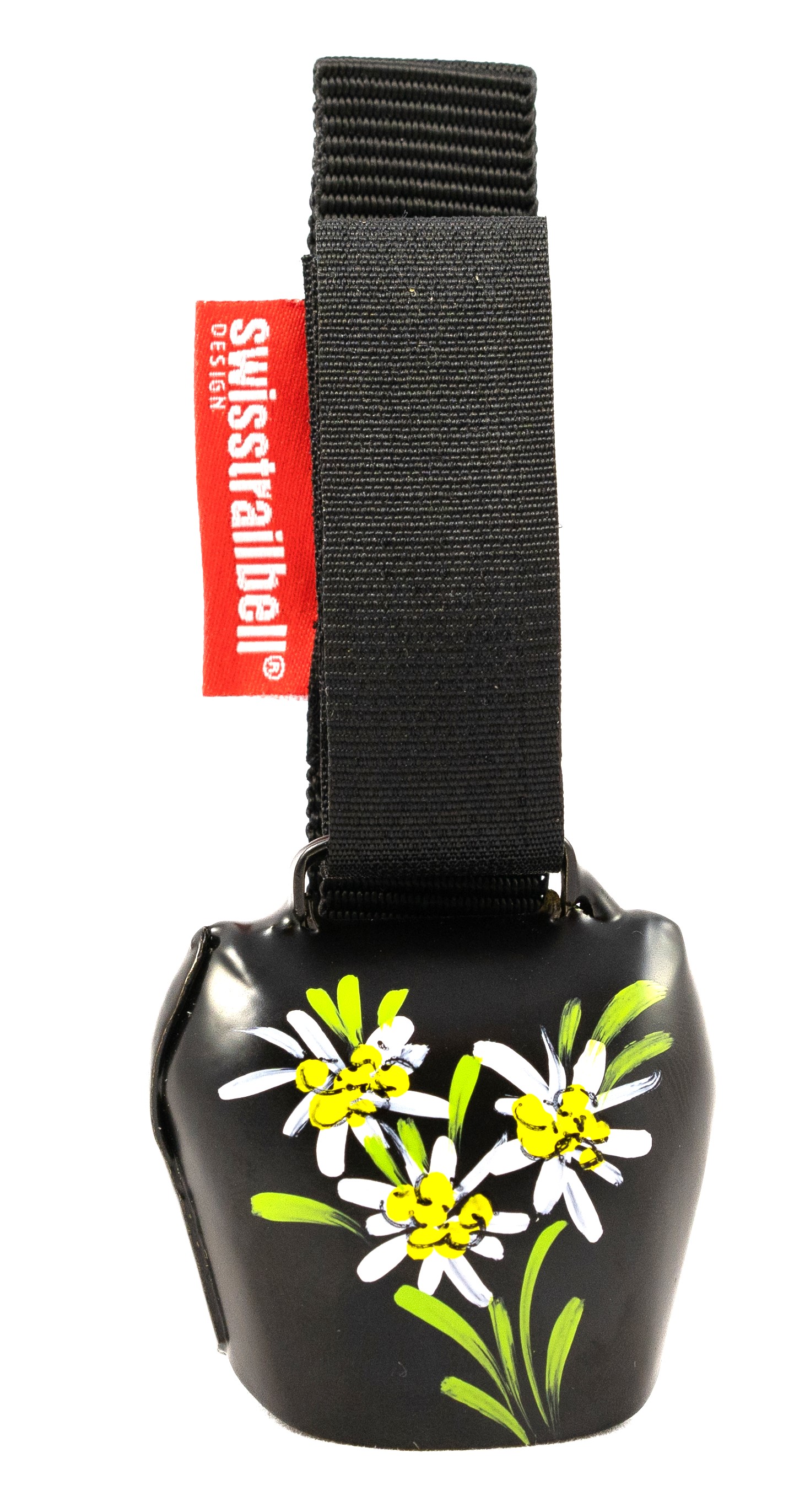 swisstrailbell® Edition Fahrradklingel DEEP BLACK, mit 3 Edelweiß, Trailbell, Bear Bell