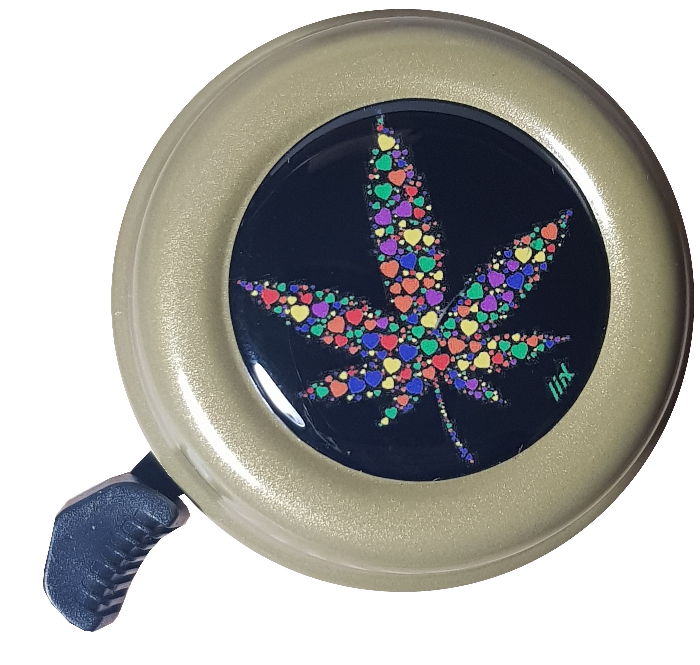 Liix Colour Bell Hanfblatt aus Herzen, Fahrradklingel, olive, Ø 60mm
