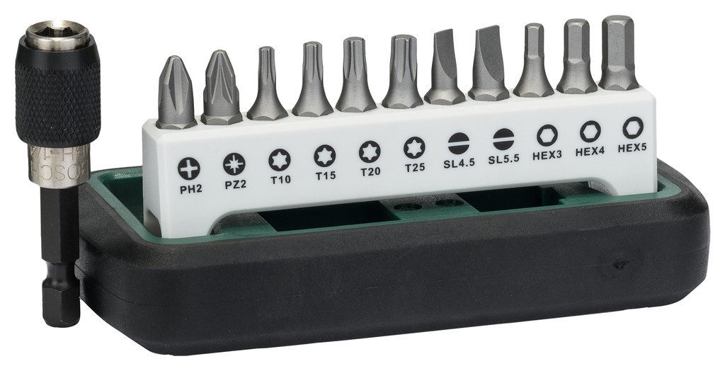 BOSCH DIY 12tlg. Kompakt Bitset: 4xTorx, 2x Kreuz, 2xSchlitz, 3xHex, Halter