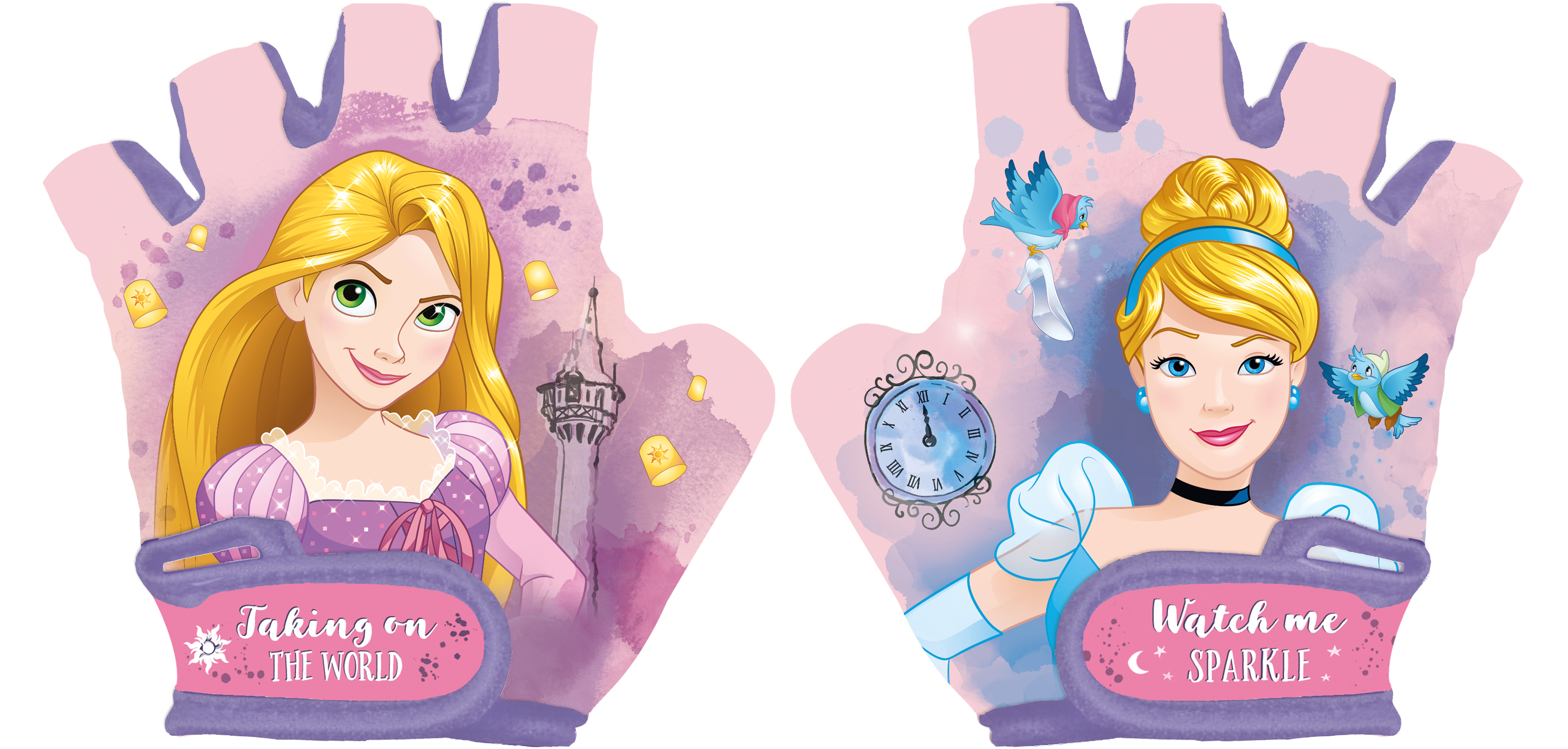 Disney Fahrradhandschuhe Prinzessinnen, Größe S, fingerloser Schutz-Handschuh, rosa
