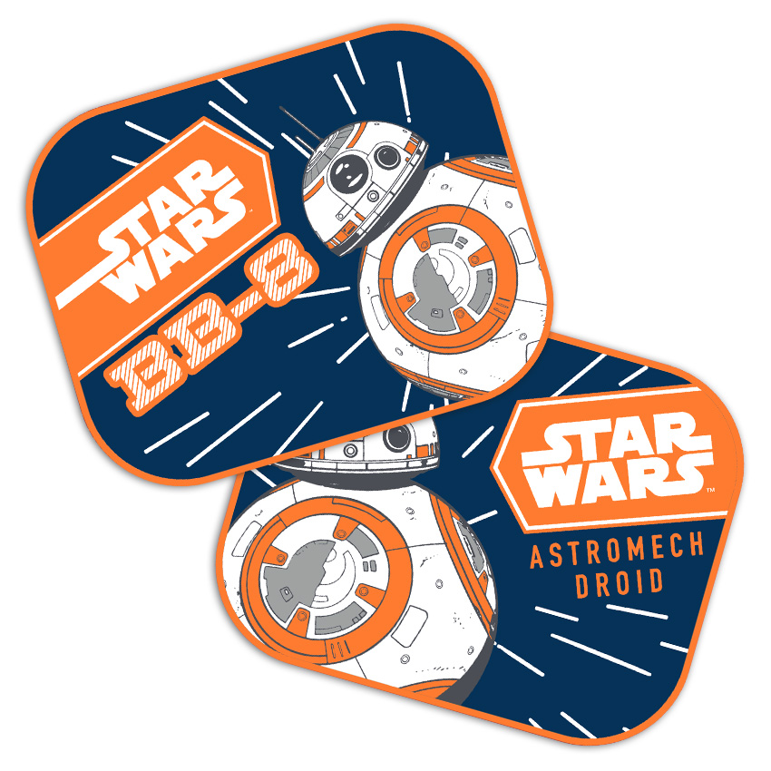 STAR WARS BB8 - Auto Sonnenschutz – 2er Set, UV-Schutz, Schattenspender, Disney