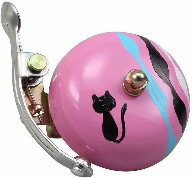 " Kuko Neko" - Crane Bell Co. Handpainted Suzu Fahrradklingel, BLACK CAT, Retro Look, Ø 55mm