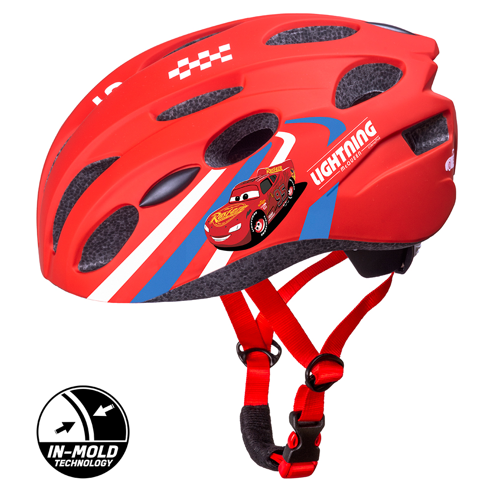 Kinder Fahrradhelm "CARS", Red, M: 52-56cm, In-Mold-Tec, ab ca. 6 Jahre