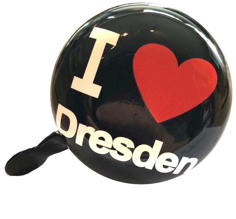 LTJ 2-Klang Fahrradglocke "I Love Dresden", schwarz, XXL Ø 80mm, Fahrradklingel