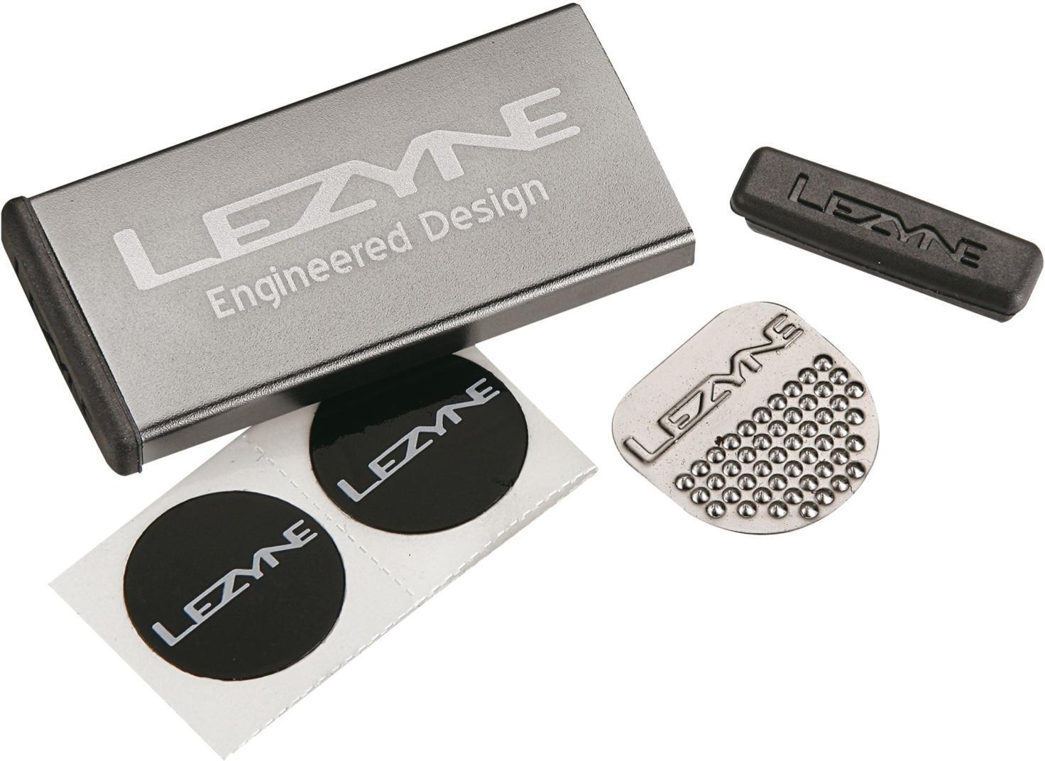 Lezyne Fahrrad Flickzeug Reparaturset Metall Grau, Alubox mit Flicken & Werkzeug