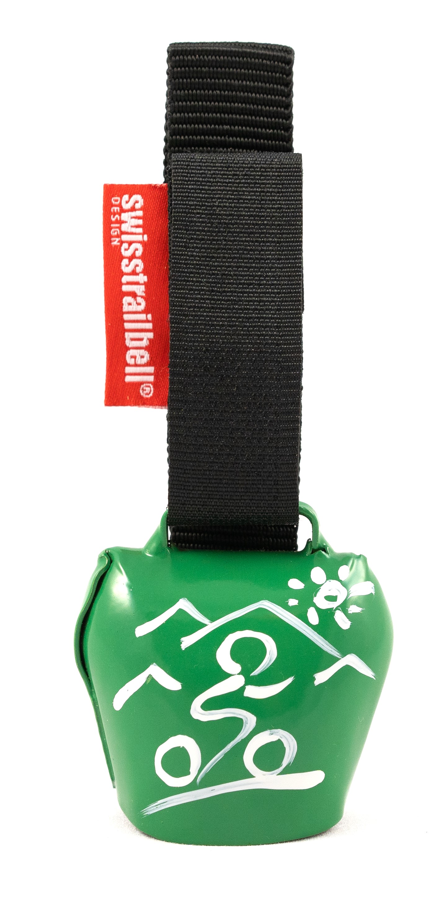 swisstrailbell® fresh Colour: Grün mit weißem Mountainbiker, schwarzes Band