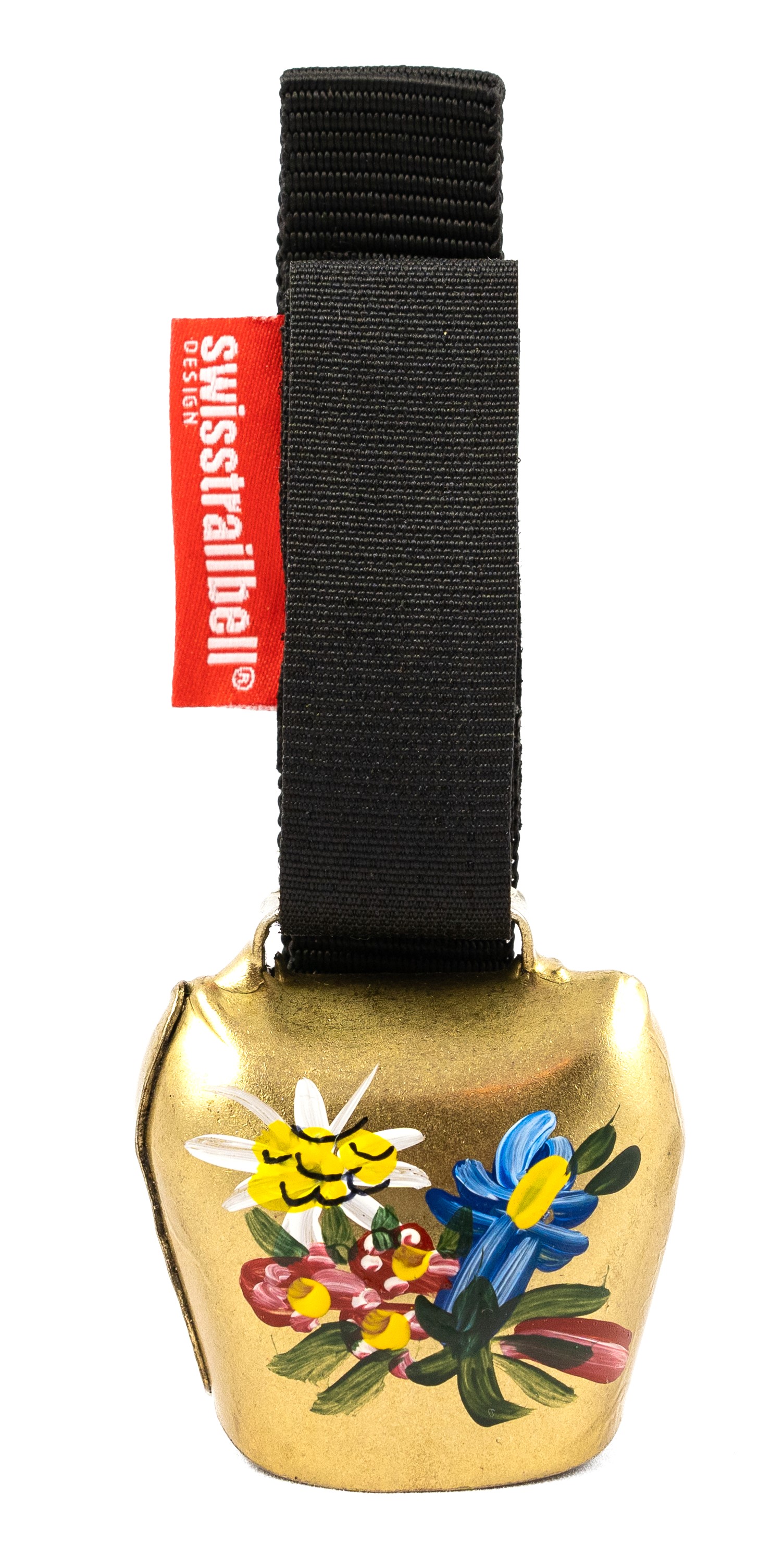swisstrailbell® Edition Messing Gold, handgemalte Alpenblumen, Trailbell, Bear Bell