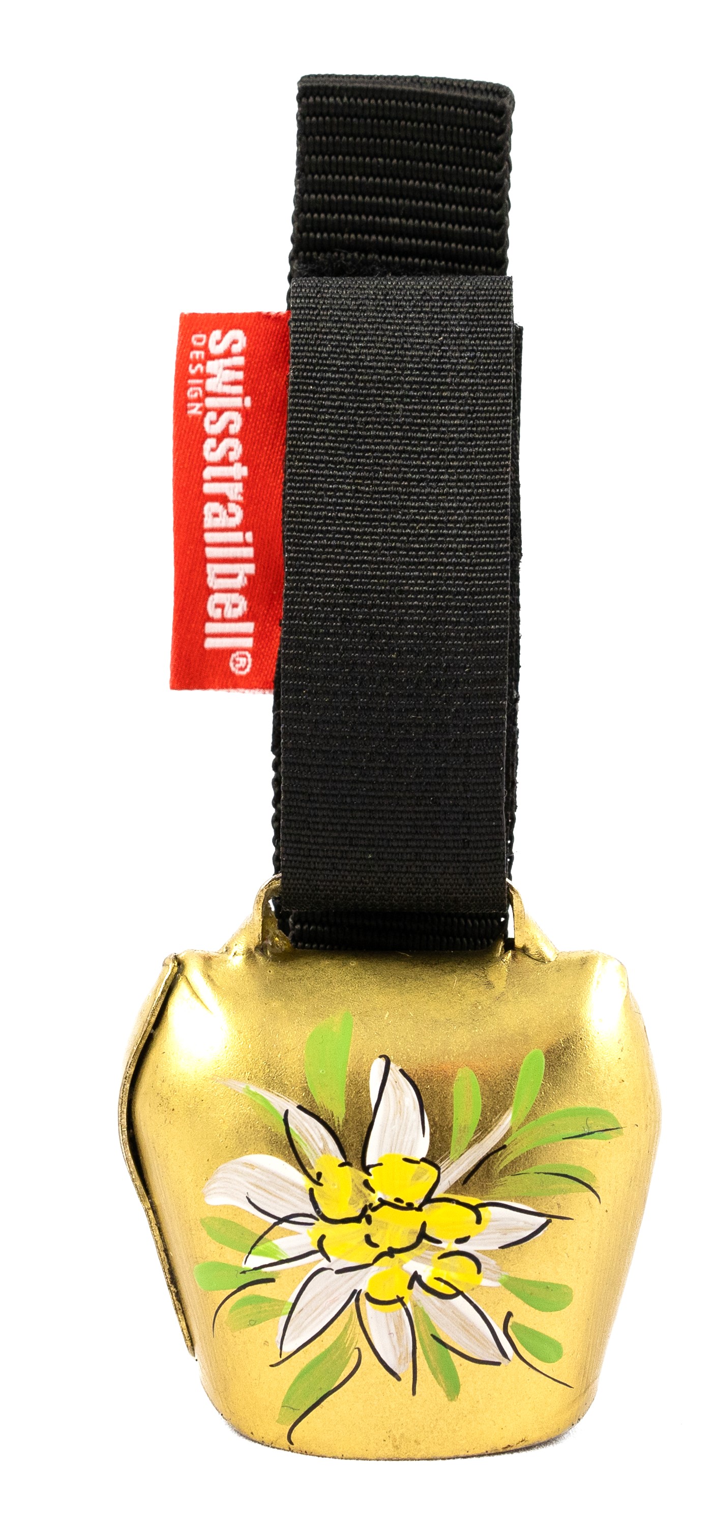swisstrailbell® Fahrradklingel Edition Messing-Gold mit Alpen Edelweiß, Trailbell
