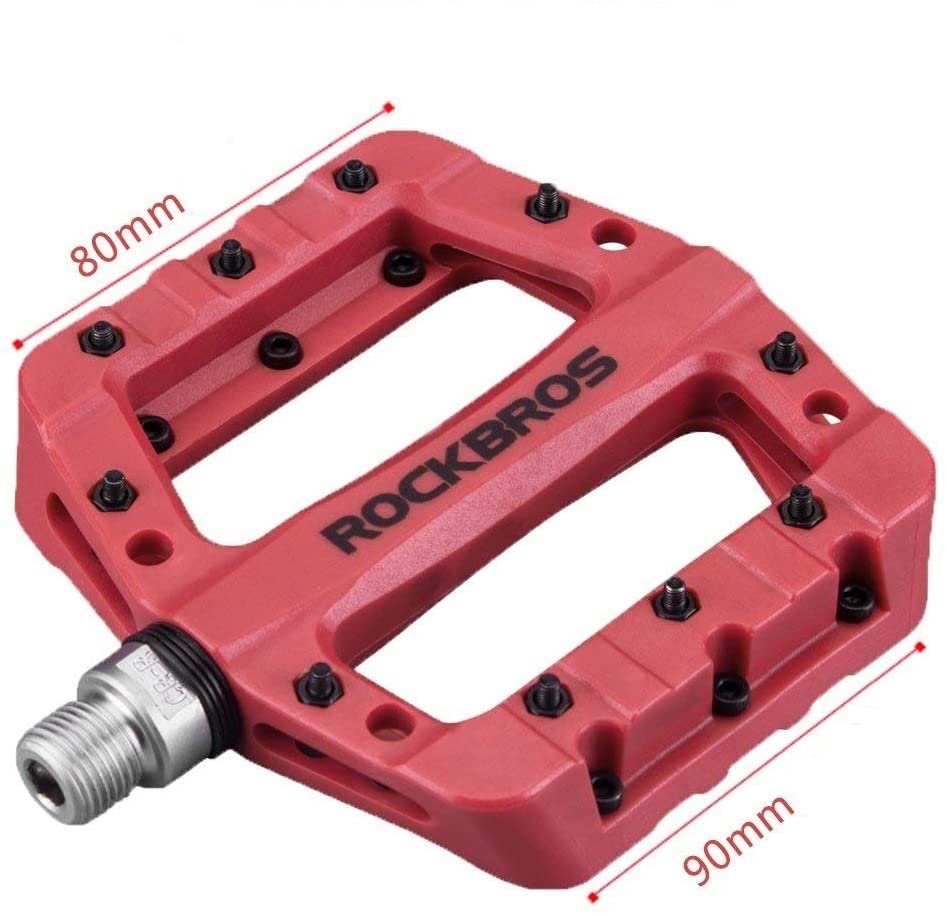 ROCKBROS Fahrradpedale SET, Nylon Composite Flatpedale, rot