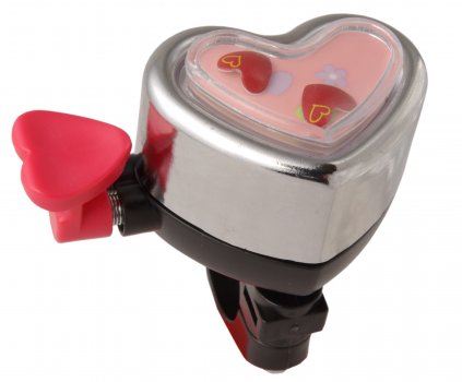Fahrradklingel Heart Shaped, silber / rosa Herz