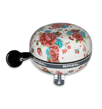 BASIL Zweiklang Fahrradklingel / Glocke Ding Dong Bloom, gardenia white, XXL Ø 80 mm