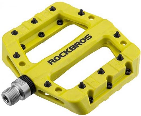 ROCKBROS Fahrradpedale SET, Nylon Composite Flatpedale, gelbgrün