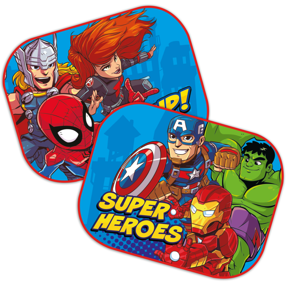 AVENGERS JUNIOR Helden - Auto Sonnenschutz – 2er Set, UV-Schutz, Schattenspender, Disney