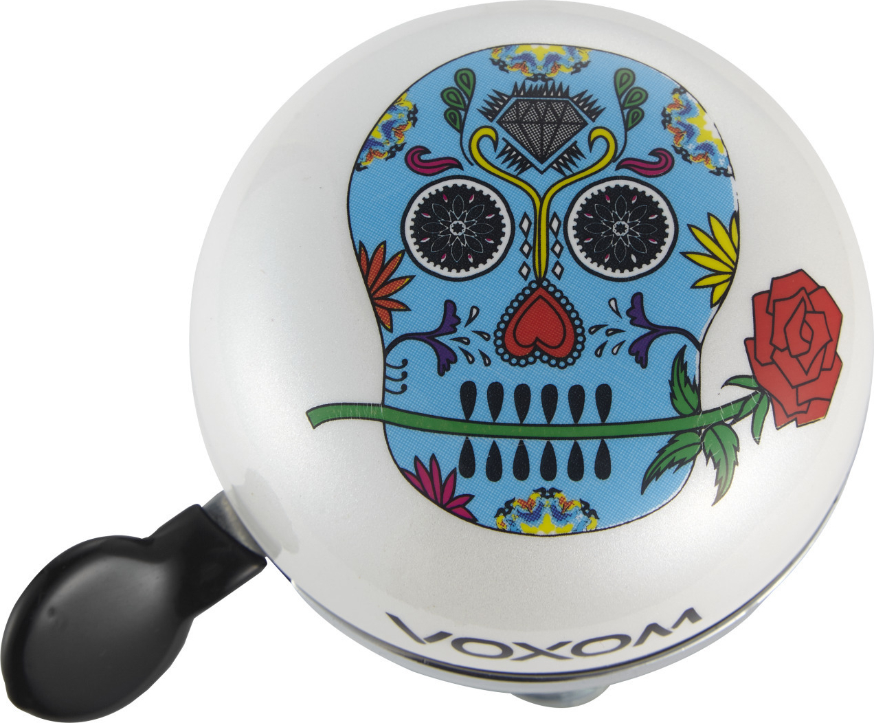 Voxom Fahrradklingel / Glocke Skull white, Ø 60mm, "Día de los Muertos"