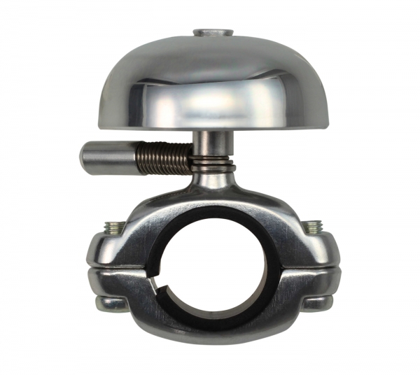 Crane Bell Co. Mini Karen Bell Fahrradklingel Polished Silver, Die Cast Mount, Retro Look, Ø 45mm