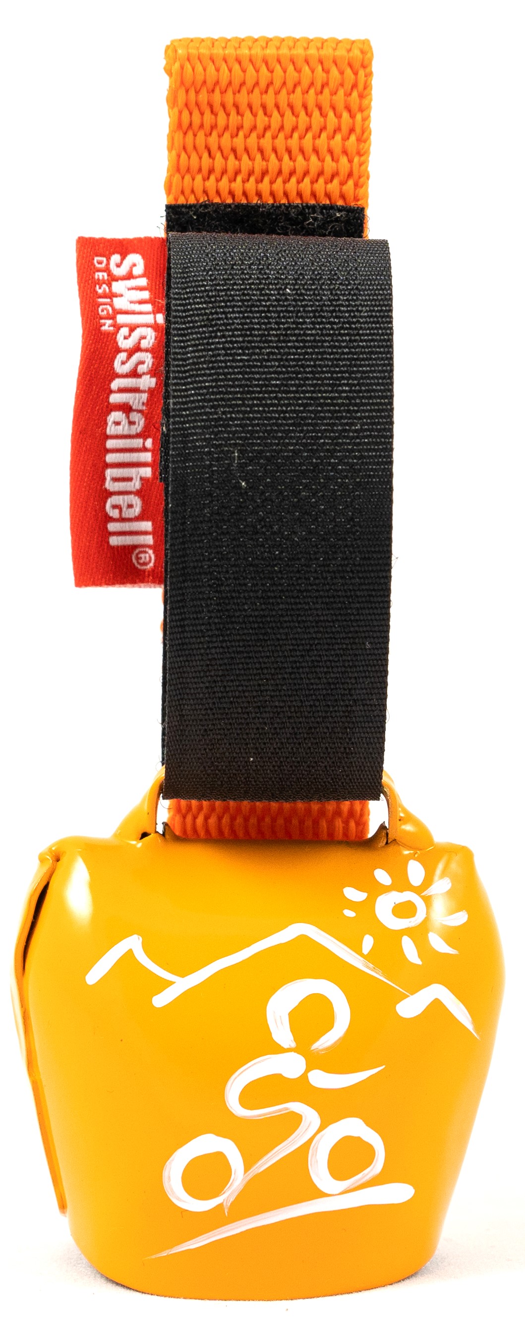 swisstrailbell® Fahrradklingel fresh Colour-Edition: Orange mit weißem MTB, orangenes Band