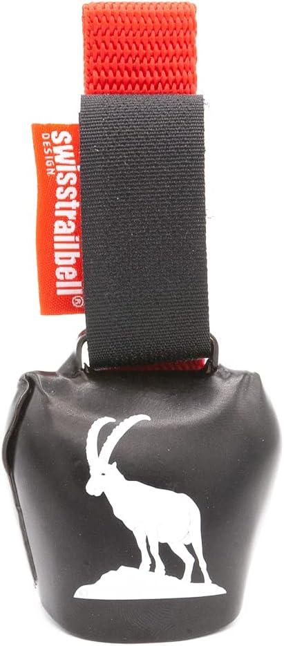 swisstrailbell® Deep Black Edition: König der Alpen, Steinbock, rotes Band