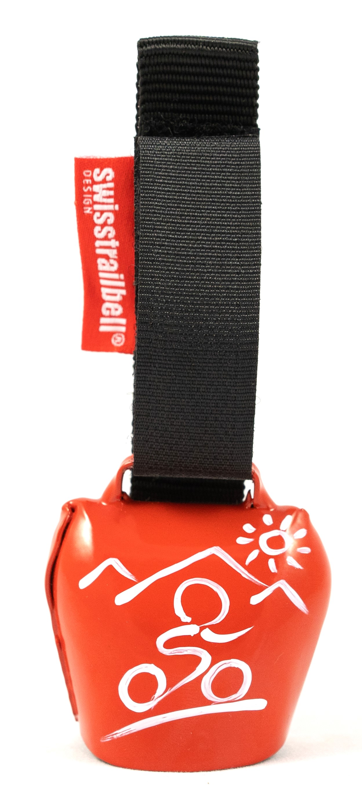 swisstrailbell®, Rot mit weißem MTB, schwarzes Band, Fahrradklingel, Trailbell, Signalglocke