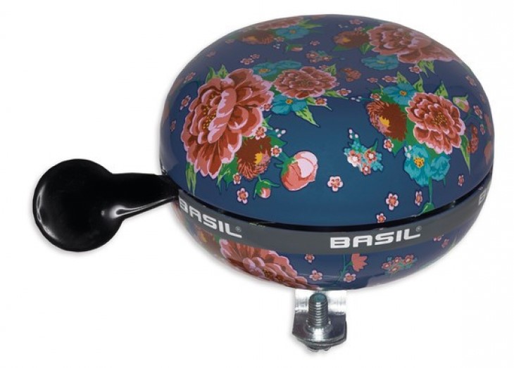 BASIL Zweiklang Fahrradklingel / Glocke Ding Dong Bloom, indigo blue, XXL Ø 80 mm