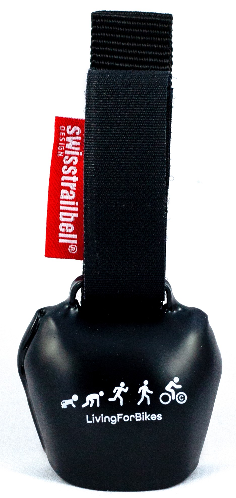 swisstrailbell® "Mexico Edition" Deep Black: White Evolution, schwarzes Band, Fahrradklingel